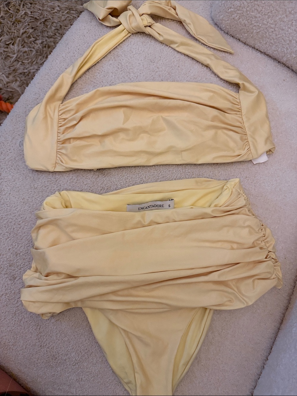 Anthropologie Pale Yellow Bandeau Bikini Set